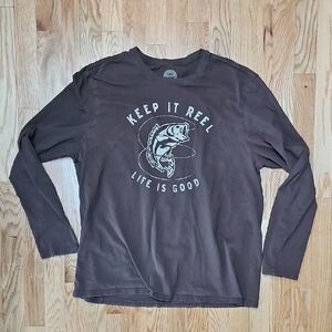 Life is Good Men's Brown Long Sleeve Shirt